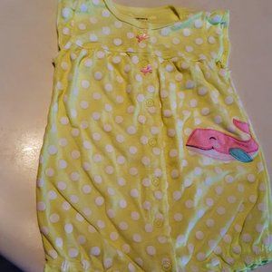 **4/$20: Carters Yellow Dot Snap Onesie Romper,12m